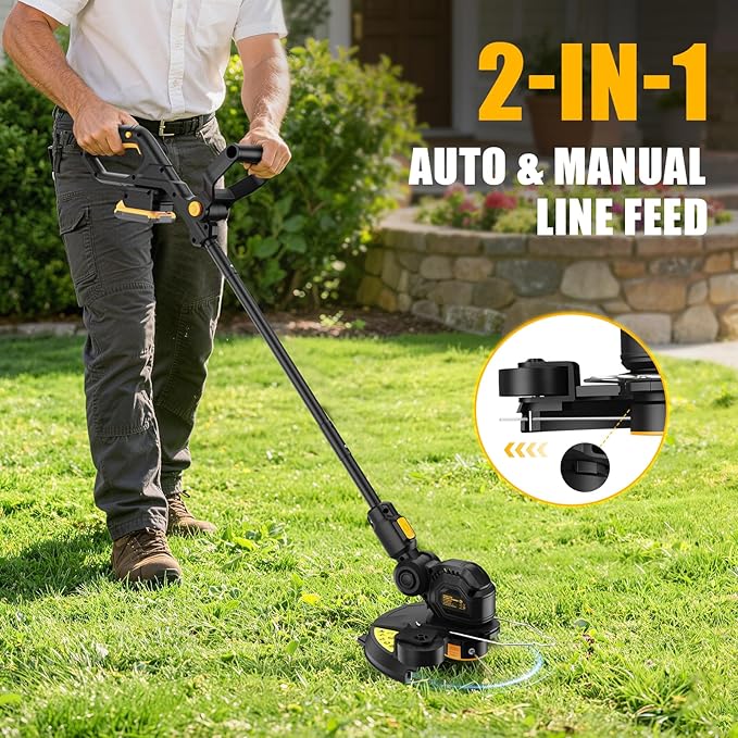 3 in 1 Cordless Weed Eater Compatible with DEWALT 20V MAX Battery,12-Inch String Trimmer Edger & Mini Mower, 8500RPM Auto Feed Weed Wacker w/Adjustable Handle (Tool Only)