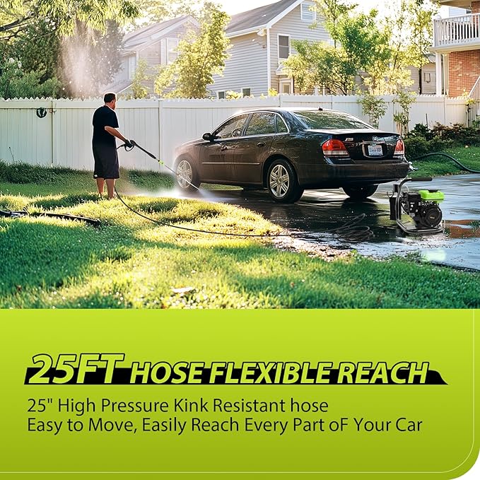 3500PSI Gas Pres*Sure Washer 2.4GPM Gas Po*wer Washer Cleaner 79CC Gas Powered Washing Machine Commercial High Pres*Sure Washer with 25ft Hose&5 Nozzles for Patio Garden Yard Vehicle,EPA/CARB/ETL