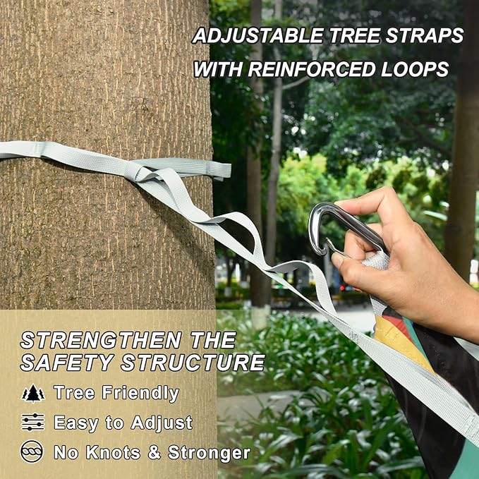Colour Cartoon Record 330lb Capacity Outdoor Hammock with Tree Straps Swing Hammock for Outside Patio Backyard Poolside hamacas para adultos con soporte