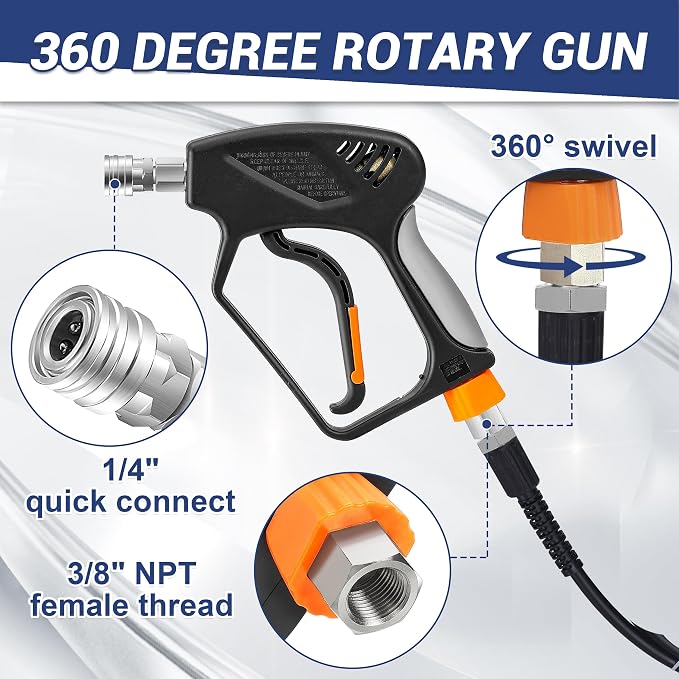 PWACCS Dual Foam Cannon with Pressure Washer Short Gun, 1.5 Liter | Car Wash Foam Gun Kit, Dual Connector Accessory, 1/4" Quick Connector, 5 Sprayer Nozzles, 5000 PSI