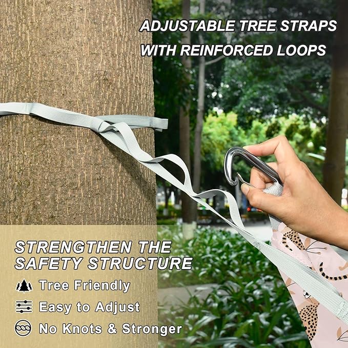 Portable Single Hammock Cheetah and Plants Garden Yard Outdoor Hammocks
