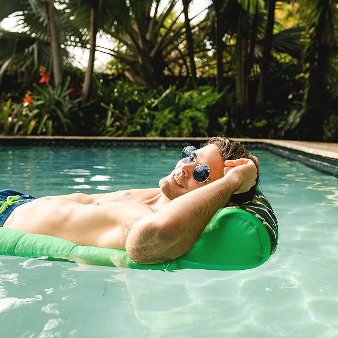 Big Joe Kona Hammock No Inflation Needed Pool Lounger with Headrest, Quick Draining Fabric, 4 feet Big