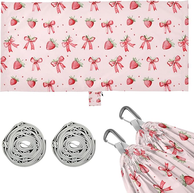 Camping Hammock Outdoor Hammocks for Outside Strawberry Bows Cute Beach Trees Portable Lightweight with Pockets Tree Straps Indoor Small