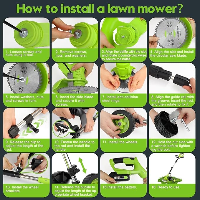 6 Inch Electric Weed Wacker with Wheels, Lightweight Electric Weed Eater, 650W High Power 8500 RPM,4000mAh Battery Powered Weed Eater