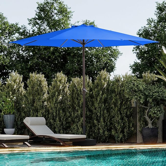 JEAREY 12' Patio Umbrellas Outdoor Market Umbrella w/Crank, Table Umbrella 8 Sturdy Ribs, UV Protection Windproof for Garden, Deck, Backyard, Pool(Royal Blue)
