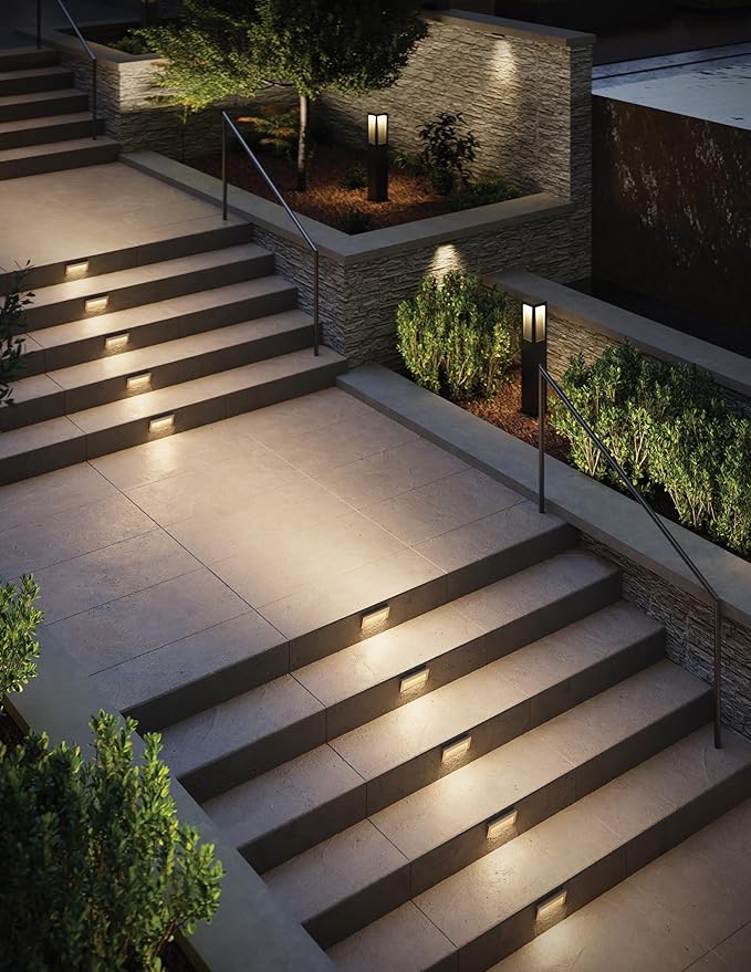Hinkley Landscape Lighting Taper 1563SB Horizontal 12v Step Light, Low-Voltage, Recessed Mount, Integrated LED, Satin Black