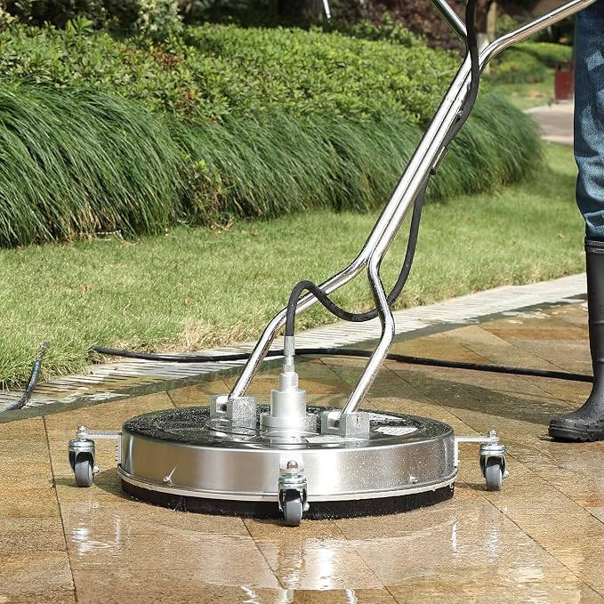 VEVOR 24" Pressure Washer Surface Cleaner w/Handles & Wheels, Stainless Steel Concrete Cleaner 4000 Max PSI, 3/8" Connector & 1/4" Adapter Power Washer Floor Attachment,for Floor Driveway, Patio