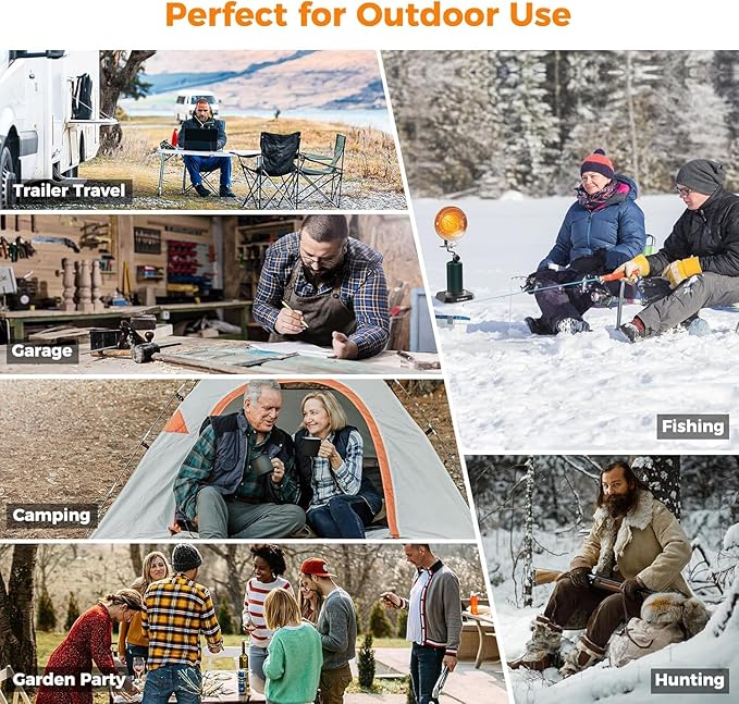 CAMPLUX Portable Outdoor 1lb Propane Heater, 15,000 BTU Outdoor Infrared Heater for Patio, Camping, Hunting, Garage