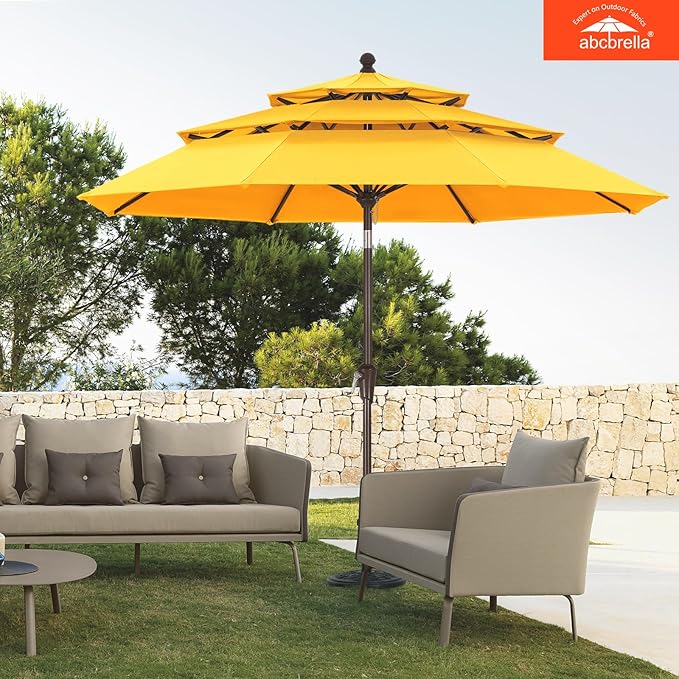ABCCANOPY 5-Year 10-Year No Fading 9FT 3 Tiers Patio Umbrella, Outdoor Table Umbrella with 8 Sturdy Ribs for Deck, Backyard, Garden, Yard