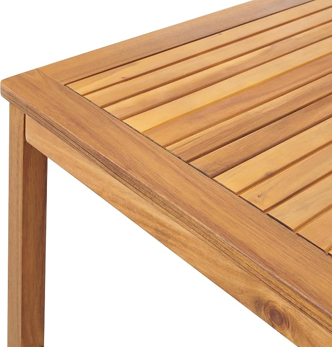 Alaterre Furniture Okemo 8 Piece Outdoor Dining Set with Umbrella - Solid Acacia Wood Outdoor Furniture Set with 63” Patio Table, 6 Patio Chairs, and 10ft Terracotta Umbrella