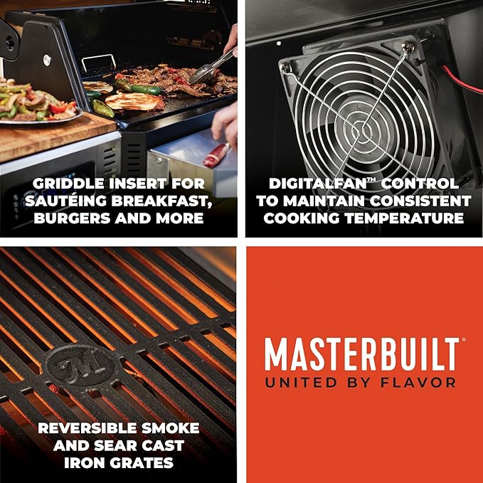 Masterbuilt® Gravity Series® 800 Smoker Grill - Charcoal Grill plus Griddle Insert, Digital Control, App Connectivity, 800 Cooking Square Inches in Black, Model MB20040221