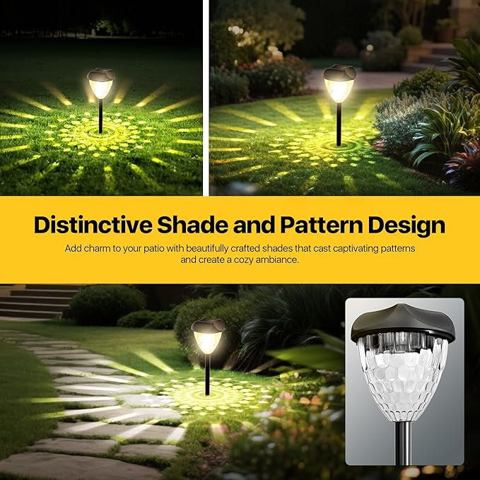 Ensenior Solar Pathway Lights Outdoor - 14.17" Height, 3000K LED Landscape Garden Lights, IP65 Waterproof, Tool-Free Auto ON/Off for Garden Yard Patio Walkway Landscape, 12-Pack