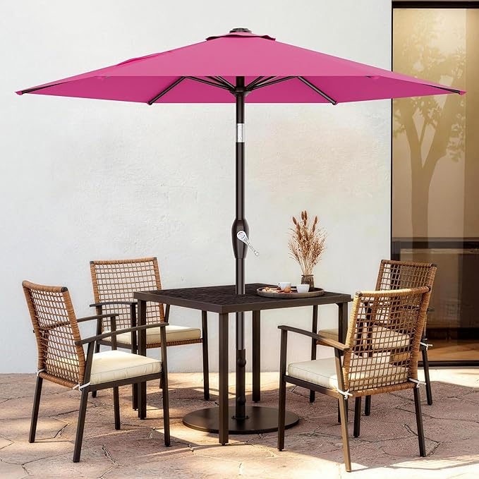 AreShark 7.5FT Patio Umbrella Table Market Umbrella w/Tilt and Crank, Heavy-Duty Outdoor Umbrellas for Pool, Deck, Garden and Backyard, Rose Pink