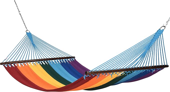 Jumbo Caribbean Hammock - 55 Inch - Soft-Spun Polyester - Rainbow