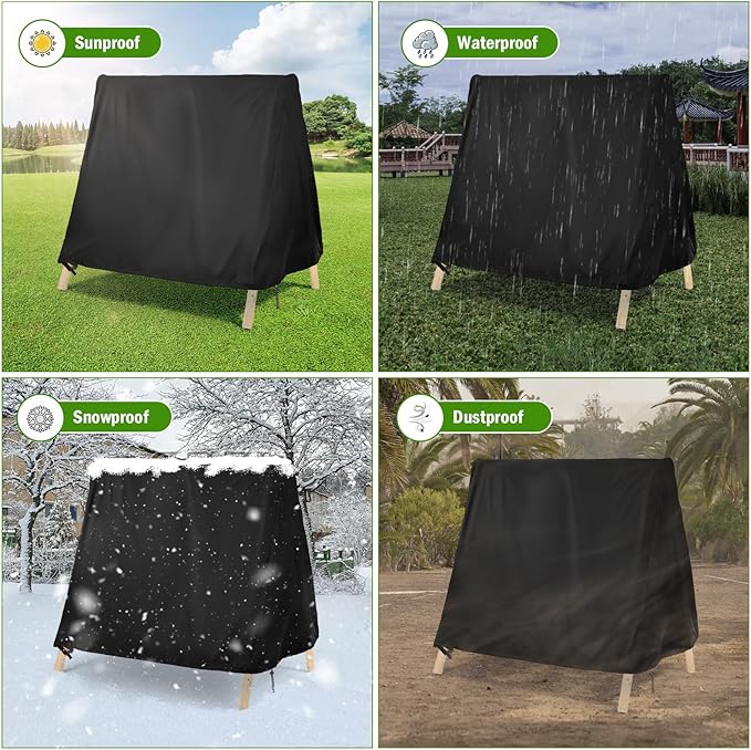 Kasla Outdoor Swing Cover, Waterproof and Heavy-Duty, Cover for Patio A Frame Swing Set & Porch Glider Hammock & Porch Swing Stand - 85" Lx55 Wx67 H
