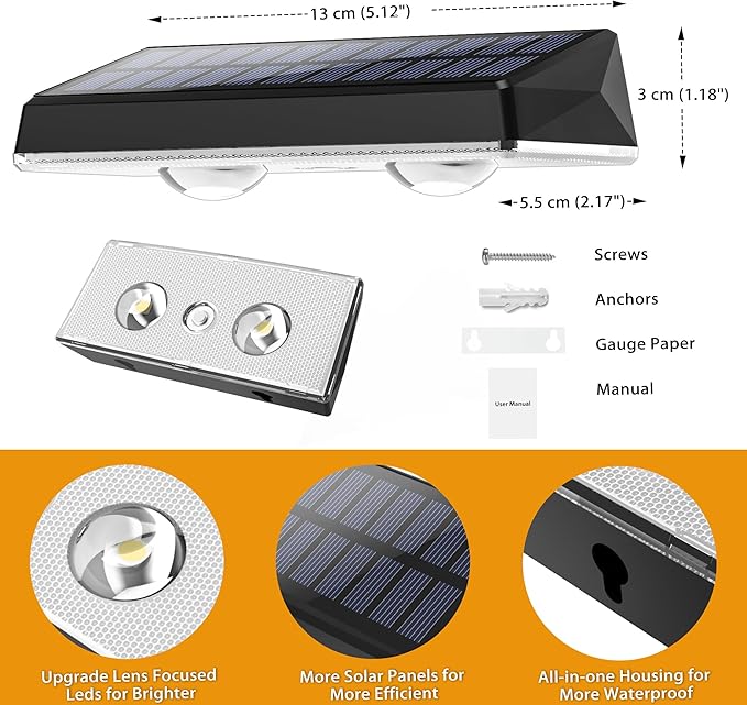 Solar Fence Lights Outdoor, 16-Pack 120LM Fence Lights Solar Powered, IP67 Waterproof Dusk to Dawn Auto On/Off 12+ Hours for Outside/Backyard/Wall/Step/Patio/Deck/Pool (3000K/4000K/6000K White)