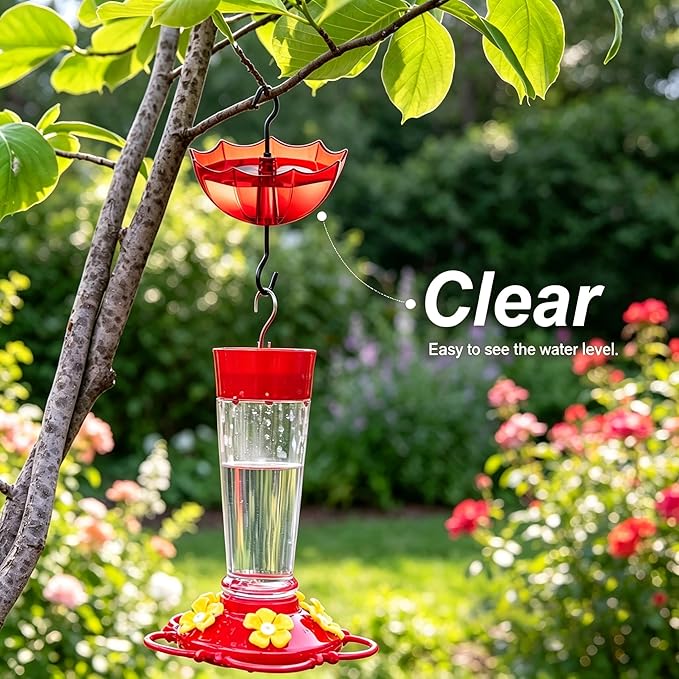 Ant Moat for Hummingbird Feeders and Oriole Feeders, 5 OZ x 2 Pack Red Umbrella Hanger Ant Guard with Large Capacity and Hooks