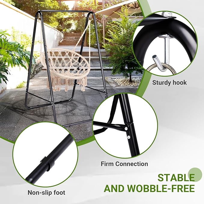 Premium Hammock Stand, Heavy Duty Steel Frame with Waterproof Coating, 600lb Capacity Outdoor Hanging Stand, Non-Slip Base for Secure Placement on Patio, Garden or Balcony