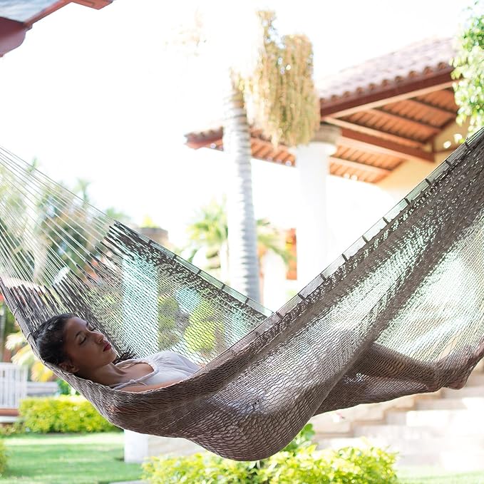 NOVICA Grey Hand Woven Cotton Mayan 1 Person Rope Hammock with Hanging Accessories, 'Ashen Beach' (Single)