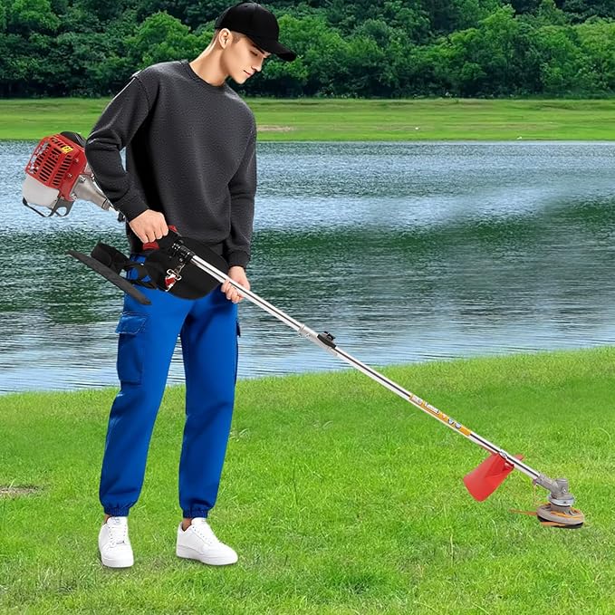 26cc 2-Stroke Gas Weed Eater, 2-in-1 Gas Brush Cutter & String Trimmer, Cordless Lawn Edger Gas String Trimmer, Weed Trimmer Gas Powered for Thick Brush, Overgrown Weeds & Lawn Maintenance