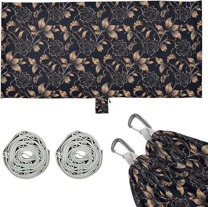 Camping Hammock Outdoor Hammocks for Outside Navy Gold Flower Beach Trees Portable Lightweight with Pockets Tree Straps Indoor