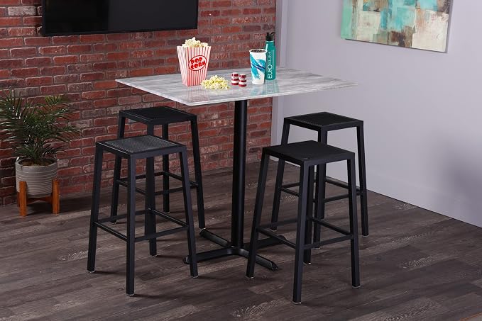 HBS 36" Tall OD211 Indoor/Outdoor All-Season Table with 32" Diameter Black Marble Top