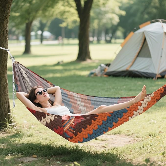Red and Blue Knitted Stripes 330lb Capacity Camping Hammocks with Hanging Rope Hanging Hammock for Outside Camping Essentials hamaca para Camping 0 a 24 Meses