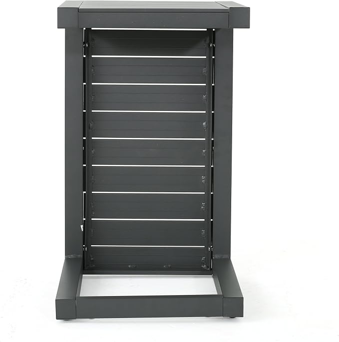 24" H Aluminium Gray Patio Side Table, Small C-Shaped Outdoor Patio Table Coffee Table for Patio, Garden or Balcony