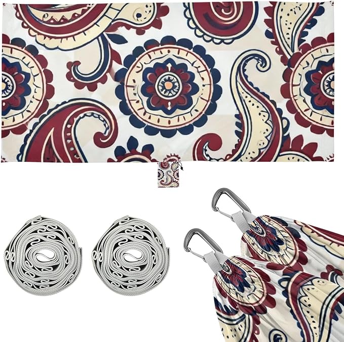 Vintage Paisley Outdoor Hammocks with Tree Straps Fabric Hammock for Camping & Hiking Essential
