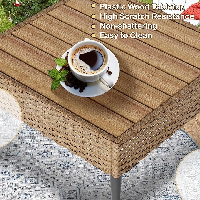 Outdoor Patio Furniture Set, 7 Piece Outdoor Sectional Sofa Wicker Patio Conversation Couch Set, All Weather PE Rattan Sofa with Table and Cushions for Garden, Poolside, Backyard (Beige)