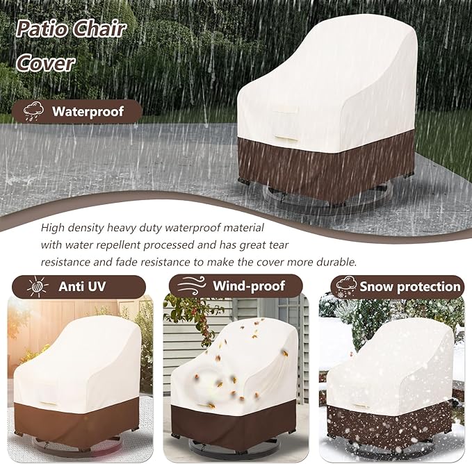 Bitubi Waterproof 4 Pack Outdoor Swivel Chair Cover for Patio Chair Size Up to 35W x 37D x 38.5H inch,Outdoor Lawn Patio Furniture Covers (Brown)