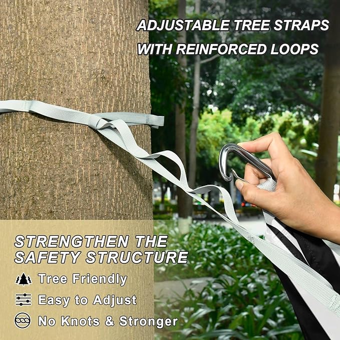 Black White Stripes Sun Moon Star 330lb Capacity Hammocks with Tree Straps Tree Hammock for Outside Patio Garden Base para hamaca