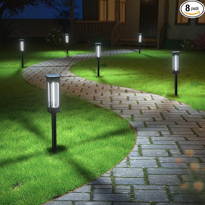 VOLISUN Solar Pathway Lights,8 Pack LED Solar Lights Outdoor Waterproof, Landscape Lighting,Cool White Color Solar Path Lights,Landscape Lights,Solar Garden Lights for Yard Lawn Driveway Walkway