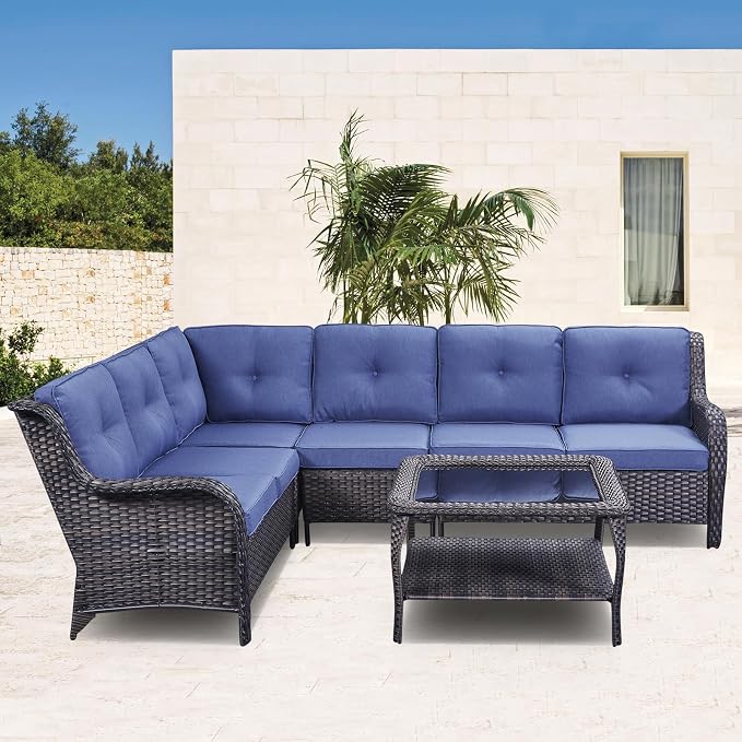 Patio Table Outdoor Coffee Tables - Rattan Wicker Coffee Table with Glass Top and 2-Tier Storage Shelf Square for Outdoor Patio Porch Deck Balcony Garden(Brown/Glass Top)