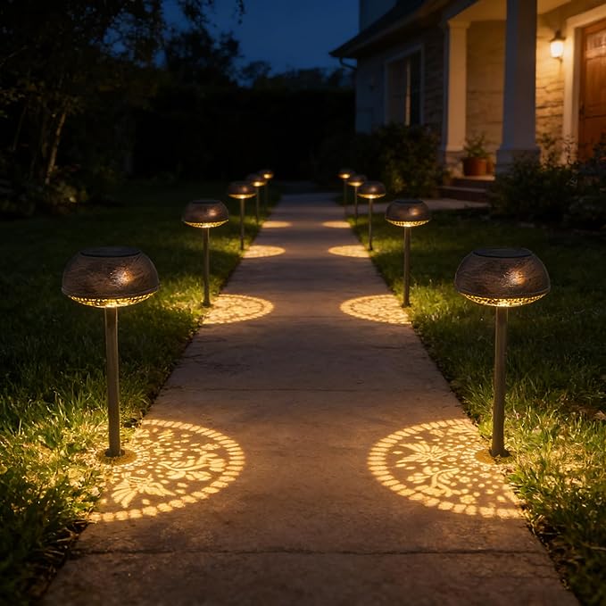 2 Pack Solar Pathway Lights Outdoor, LED Warm White Solar Garden Lights for Garden, Yard, Path, Lawn, Driveway Walkway Decor & Landscape Lighting