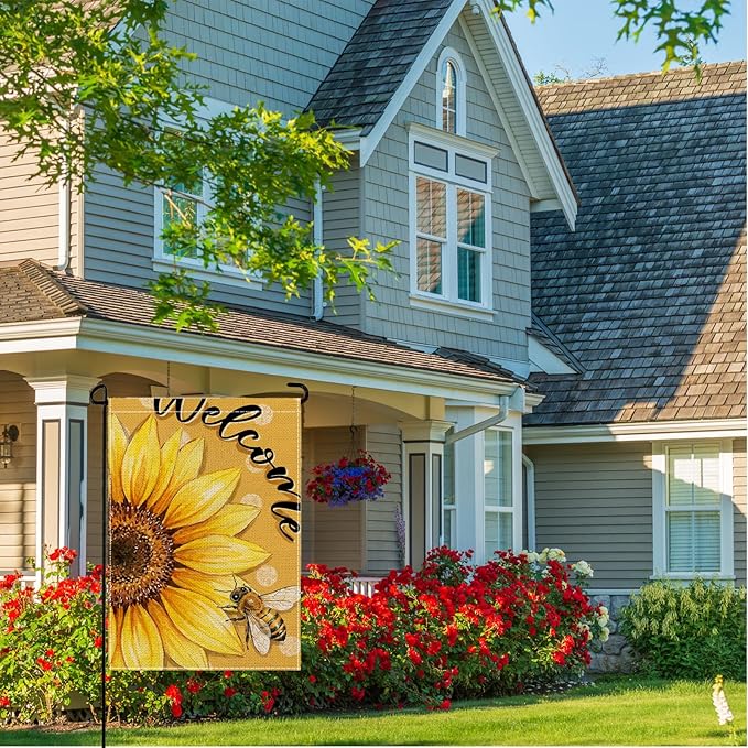 wyooxoo Spring Summer Flower Garden Flag 12x18 Inch Double Sided Vertical Welcome Garden Flag Outside Farmhouse Yard Outdoor Decoration (O)