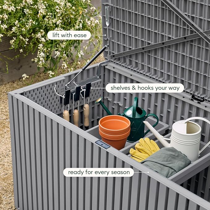 Veradek Everything Deck Box 120 Gallon | Lockable Storage Box and Organization for Patio Furniture, Outdoor Cushions, Throw Pillows, and Garden Tools