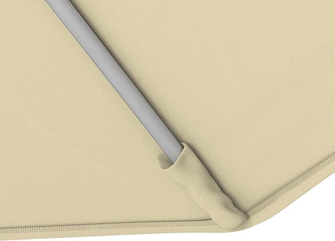 California Umbrella 11Ft Sunbrella Patio Umbrella, Fiberglass Ribs, Hand-Crank, Tilt-Collar, White Frame, Beige Fabric