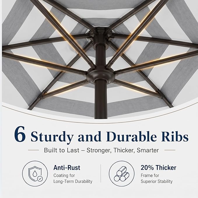 7.5ft Patio Umbrella, Outdoor Table Market Umbrella with Smooth Crank Lift, 6 Windproof Fiberglass Ribs, UPF50+ UV Protection for Deck, Pool, Garden and Backyard