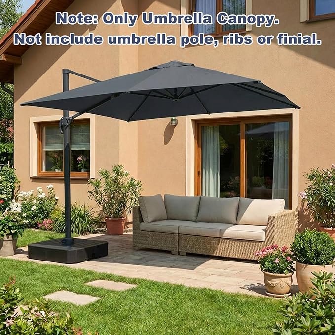 BPS 10'x10' Cantilever Umbrella Replacement Canopy for 8 Ribs Square Offset Umbrella, Outdoor Canopy Replacement for Patio Parasol, Canopy Only