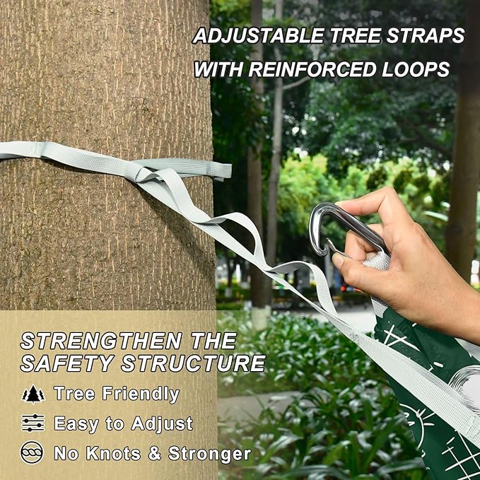 Camping Hammock Outdoor Hammocks for Outside Note Blackboard Lightbulb Beach Trees Portable Lightweight with Pockets Tree Straps Indoor