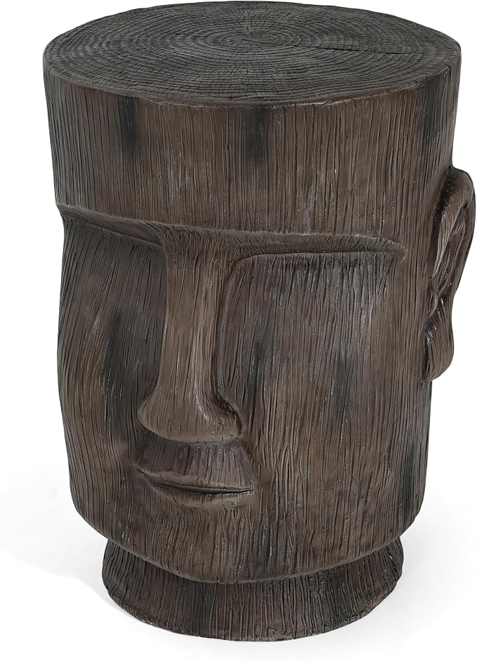 14.1" Side Table,Easter Island Moai Statue Pedestal End Table Stool | For Home Patio Deck Sunroom Garden Balcony Yard Lawn,Light Grey