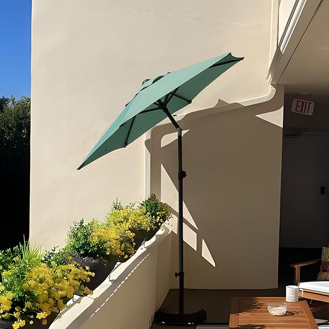 AMMSUN 6ft Patio Umbrella Outdoor Table Umbrellas with Push Button Tilt, UPF50+ Premium Steel Pole and Ribs for Deck, Lawn, Garden, Backyard & Pool (Aqua Green)
