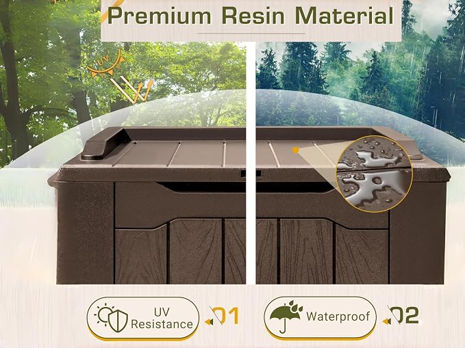 28 Gallon Outdoor Deck Box, Waterproof Resin Storage Box with Lid for Patio, Toy Box for Package Delivery