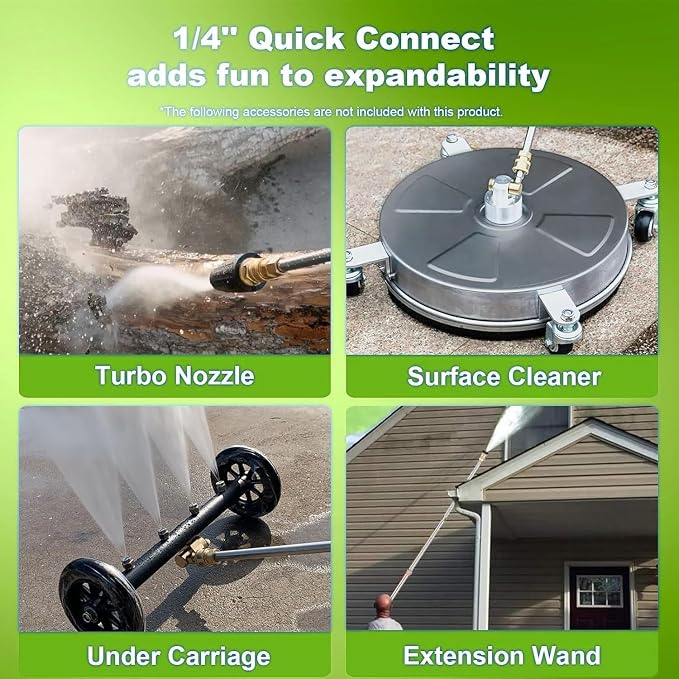 5000 PSI Electric Pressure Washer, 4.0 GPM Heavy Duty Power Washer with 33FT Pressure Hose, 5 Nozzles and Foam Cannon for Home/Cars/Driveways/Patios/Fences,Green