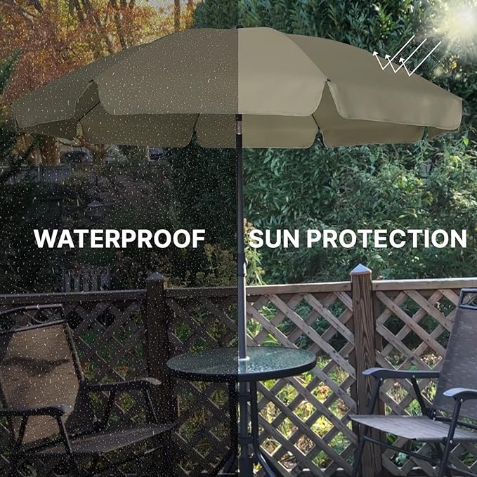AMMSUN Patio Umbrella, 6.5 ft Outdoor Table Umbrella with Tilt Steel Pole, UPF50+ Protection, Great for Outdoor Garden Backyard, Tan