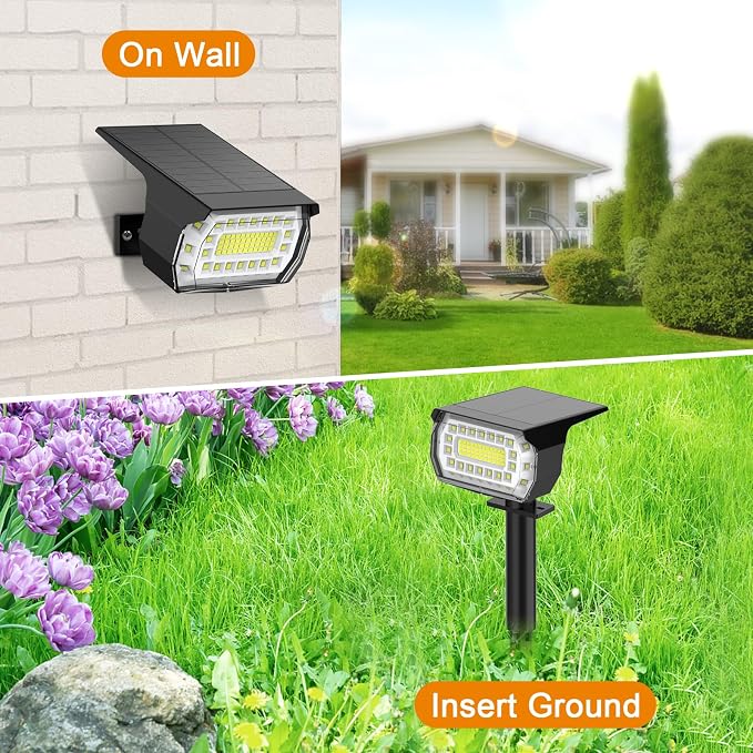 LANSOW Solar Spot Lights Outdoor, [76 LED/4 Pack] 2-in-1 Solar Landscape Spotlights, 3 Modes IP65 Waterproof Dusk to Dawn Solar Powered Flood Wall Lights for Yard Garden Pathway Outside(Cool White)