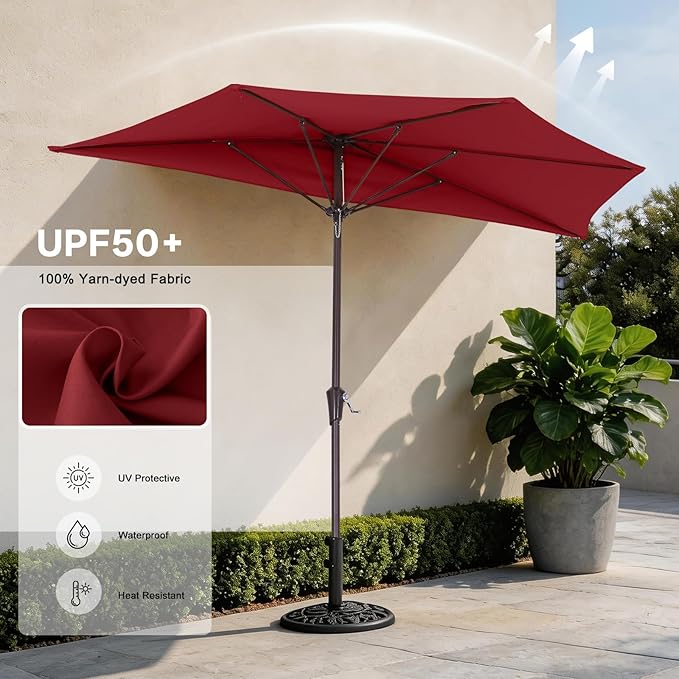 ABCCANOPY Patio Umbrella 9FT - Outdoor Half Umbrellas for Patio, Backyard, Garden, Deck (Burgundy)