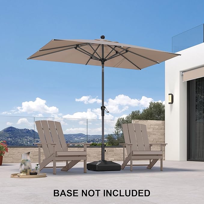 PURPLE LEAF 8' x 5' Rectangular Patio Umbrella Outdoor Table Umbrella Aluminum Frame Market Umbrella Sun Umbrella with 8 Sturdy Ribs & Tilt for Garden Deck Lawn & Pool Beige