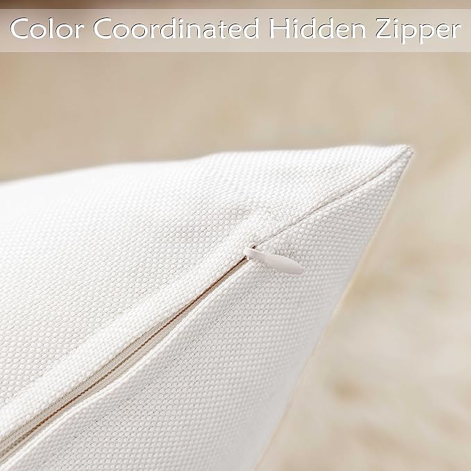 Home Brilliant Outdoor Pillows Covers Waterproof Linen Pillow Covers Bohemian Throw Pillow Covers for Patio Living Room Kid, 4 Pieces, 18 x 18 inches(45cm x 45cm), White